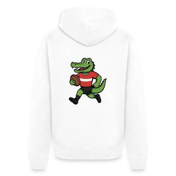 krokodil football rugby - Unisex Premium Bio Zip Hoodie - Weiß - Hinten - Thijin (182cm)
