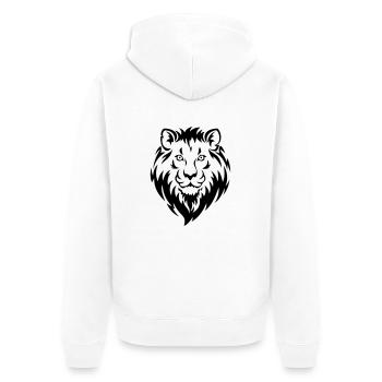 Löwe - Unisex Premium Bio Zip Hoodie - Weiß - Hinten - Thijin (182cm)