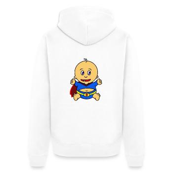 Superbaby - Unisex Premium Bio Zip Hoodie - Weiß - Hinten - Thijin (182cm)