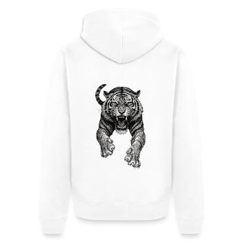 Tigre Croquis Dessin Noir Blanc Prédateur Sauvage - Veste à capuche bio Premium Unisexe - blanc - Dos - Thijin (182cm)