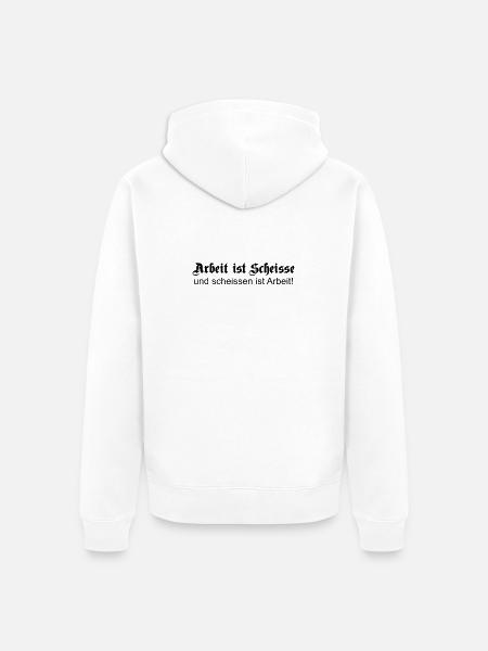 arbeitscheisse1 - Unisex Premium Organic Zip Hoodie - white