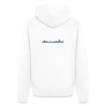München Skyline (Vintage/Blau) - Unisex Premium Bio Zip Hoodie - Weiß - Hinten - Thijin (182cm)
