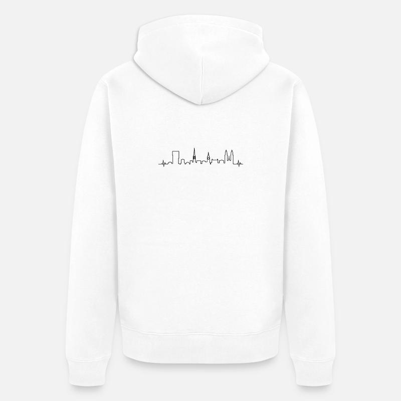 Rythme cardiaque Zurich Suisse Limmat Silhouette - Veste à capuche bio Premium Unisexe - blanc