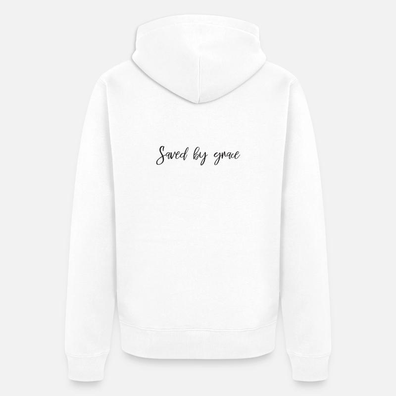Saved by grace - Unisex Premium Bio Zip Hoodie - Weiß