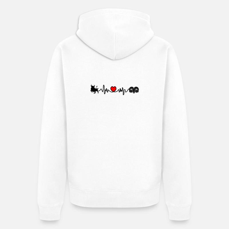 Fréquence cardiaque cardio Taureau Bélier - Veste à capuche bio Premium Unisexe - blanc