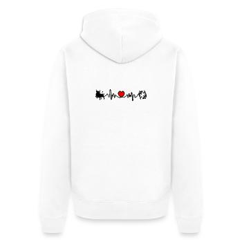 Herzfrequenz Cardio Stier Fische - Unisex Premium Bio Zip Hoodie - Weiß - Hinten - Thijin (182cm)