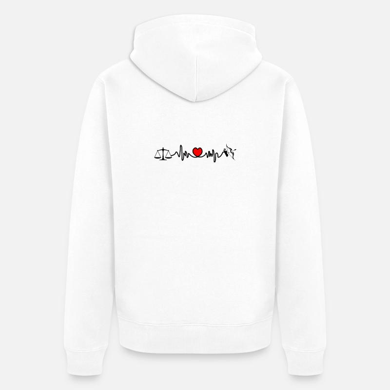 Fréquence cardiaque cardio Balance Sagittaire - Veste à capuche bio Premium Unisexe - blanc