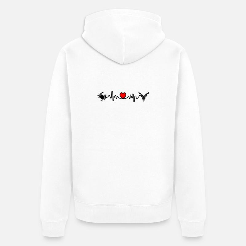 Herzfrequenz Kardio Krebs Steinbock - Unisex Premium Bio Zip Hoodie - Weiß