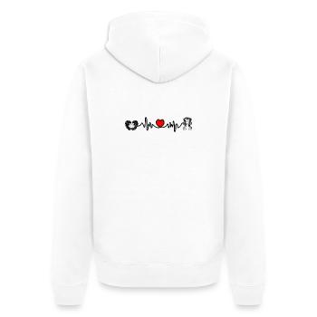 Fréquence cardiaque cardio Gémeaux Vierge - Veste à capuche bio Premium Unisexe - blanc - Dos - Thijin (182cm)