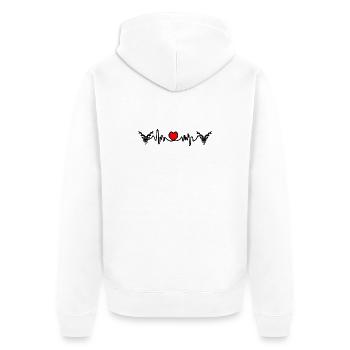 Herzfrequenz Cardio Steinbock Steinbock Steinbock - Unisex Premium Bio Zip Hoodie - Weiß - Hinten - Thijin (182cm)