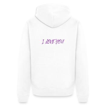 ICH LIEBE DICH. LIEBE. PAAR. GERADE VERHEIRATET. Junggesellinnenabschied - Unisex Premium Bio Zip Hoodie - Weiß - Hinten - Thijin (182cm)