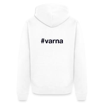 VARNA Hashtag Bulgaria Bulgarien - Unisex Premium Bio Zip Hoodie - Weiß - Hinten - Thijin (182cm)