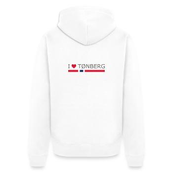 J’aime Tonsberg - Norvège - Norvège - Norvège - Veste à capuche bio Premium Unisexe - blanc - Dos - Thijin (182cm)