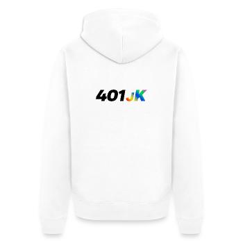401JK Regenbogen Gradient - Unisex Premium Bio Zip Hoodie - Weiß - Hinten - Thijin (182cm)