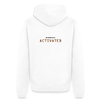 Ruhendes Hexengesicht aktiviert - Unisex Premium Bio Zip Hoodie - Weiß - Hinten - Thijin (182cm)