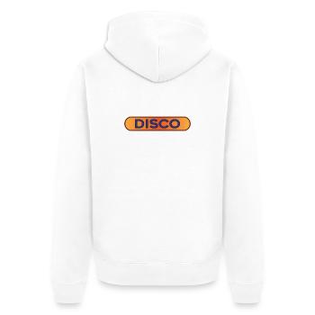 Badge rétro disco néon - Veste à capuche bio Premium Unisexe - blanc - Dos - Thijin (182cm)