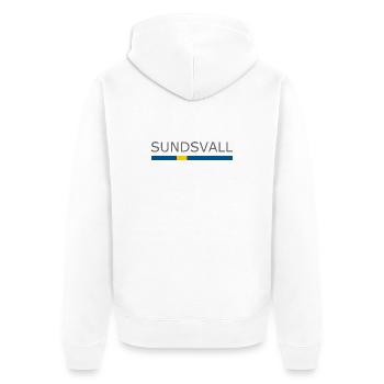 Sweden Flag - Sundsvall - Sverige - Schweden - Unisex Premium Bio Zip Hoodie - Weiß - Hinten - Thijin (182cm)