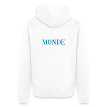 Monde - Unisex Premium Bio Zip Hoodie - Weiß - Hinten - Thijin (182cm)