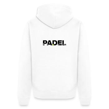Icônes PADEL – Addiction au terrain ! Écrase-le - Veste à capuche bio Premium Unisexe - blanc - Dos - Thijin (182cm)