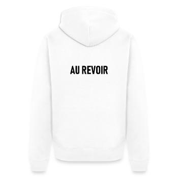 AU REVOIR - Auf Wiedersehen - Good Bye - Tschüss - Unisex Premium Bio Zip Hoodie - Weiß - Hinten - Thijin (182cm)