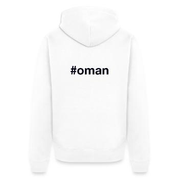 Oman Hashtag - Unisex Premium Bio Zip Hoodie - Weiß - Hinten - Thijin (182cm)