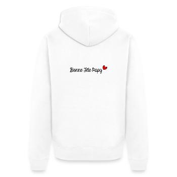 PAPY. PAPA. FÊTE DES PÈRES. BONNE FÊTE PAPY. - Veste à capuche bio Premium Unisexe - blanc - Dos - Thijin (182cm)