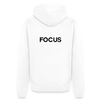 focus - Unisex Premium Organic Zip Hoodie - white - Back - Thijin (182cm)
