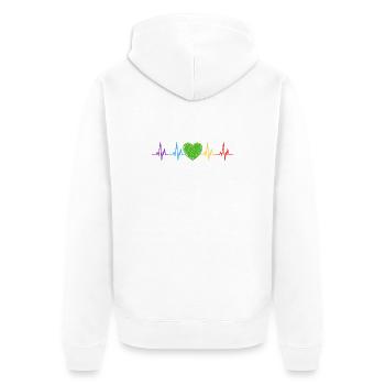 Regenbogen Herzschlag LGBT Pride - Unisex Premium Bio Zip Hoodie - Weiß - Hinten - Thijin (182cm)