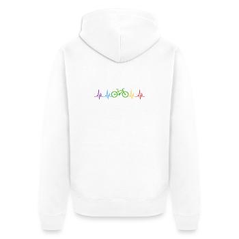 Fahrrad Herzschlag Ekg Regenbogen  - Unisex Premium Bio Zip Hoodie - Weiß - Hinten - Thijin (182cm)