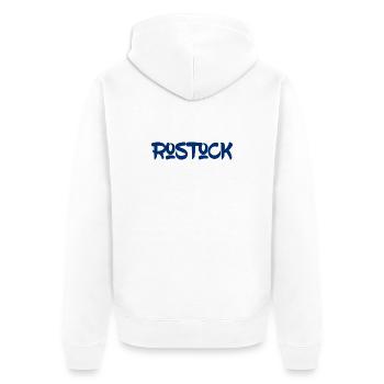Rostock - Mecklenburg-Vorpommern - Ostsee - Warnow - Unisex Premium Bio Zip Hoodie - Weiß - Hinten - Thijin (182cm)