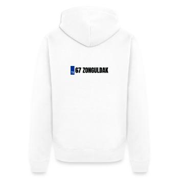 67 Zonguldak Kennzeichen | Türkisches Kennzeichen - Unisex Premium Bio Zip Hoodie - Weiß - Hinten - Thijin (182cm)