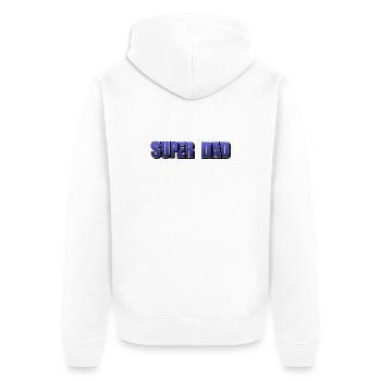 Schriftzug Super Dad für den besten Vater - Unisex Premium Bio Zip Hoodie - Weiß - Hinten - Thijin (182cm)