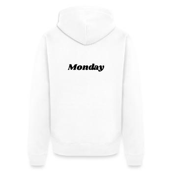 Monday – Minimalist Typography Design - Unisex Premium Organic Zip Hoodie - white - Back - Thijin (182cm)