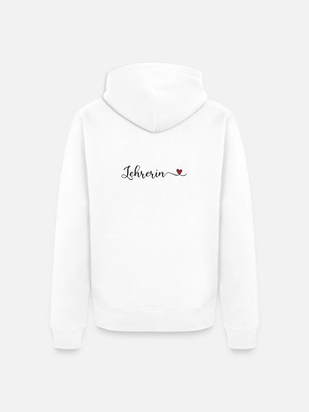 Lehrerin Schriftzug mit Herz - Unisex Premium Bio Zip Hoodie - Weiß
