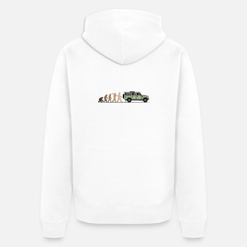 Defender Evolution 110 Farbe - Unisex Premium Bio Zip Hoodie - Weiß