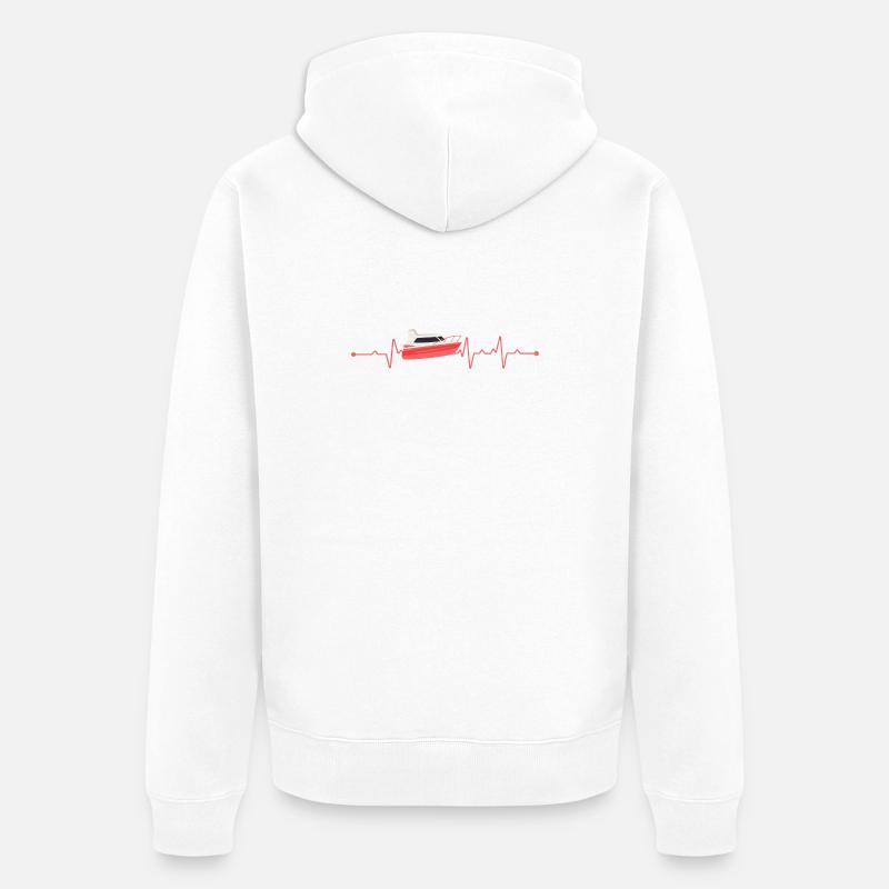 Herzschlag Boot Motorboot - Unisex Premium Bio Zip Hoodie - Weiß