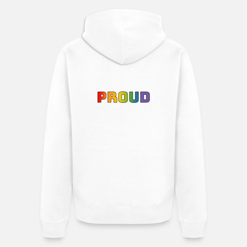 Regenbogen proud schwarz - Unisex Premium Bio Zip Hoodie - Weiß