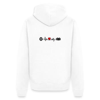 Herzfrequenz Cardio Löwe Widder - Unisex Premium Bio Zip Hoodie - Weiß - Hinten - Thijin (182cm)