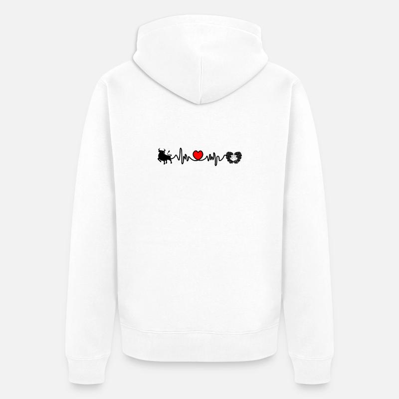 Herzfrequenz Cardio Stier Jungfrau - Unisex Premium Bio Zip Hoodie - Weiß