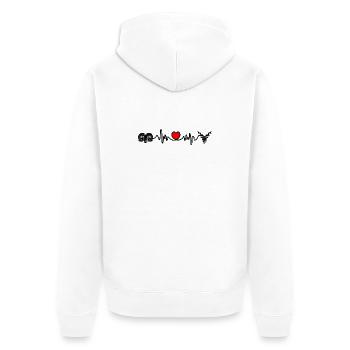 Herzfrequenz Cardio Widder Steinbock - Unisex Premium Bio Zip Hoodie - Weiß - Hinten - Thijin (182cm)