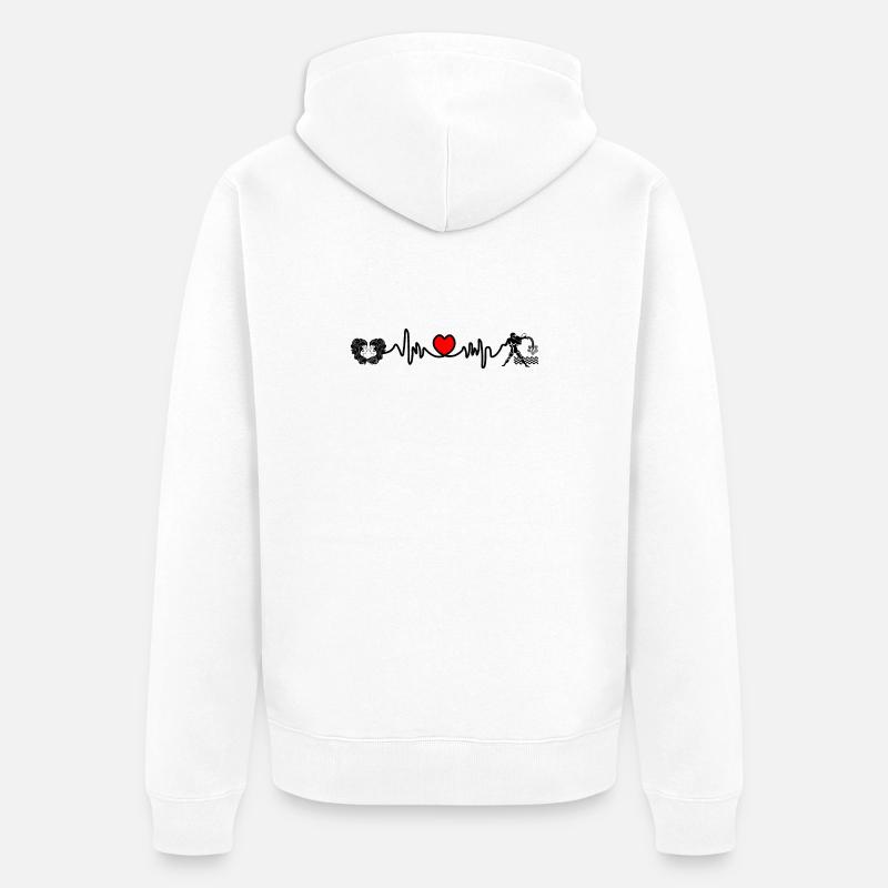 Fréquence cardiaque cardio Gémeaux Verseau - Veste à capuche bio Premium Unisexe - blanc
