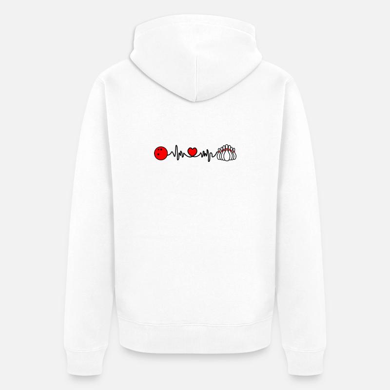 Bowling-Cardio-Herzfrequenz - Unisex Premium Bio Zip Hoodie - Weiß