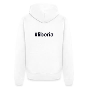 LIBERIA Hashtag - Unisex Premium Bio Zip Hoodie - Weiß - Hinten - Thijin (182cm)