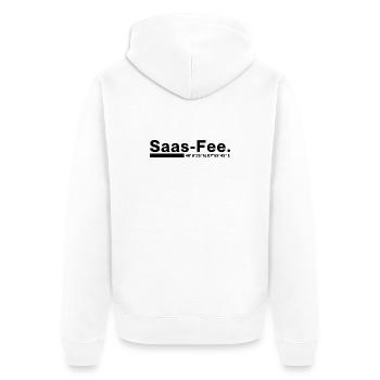 Saas-Fee Koordinaten Wallis Schweiz - Unisex Premium Bio Zip Hoodie - Weiß - Hinten - Thijin (182cm)