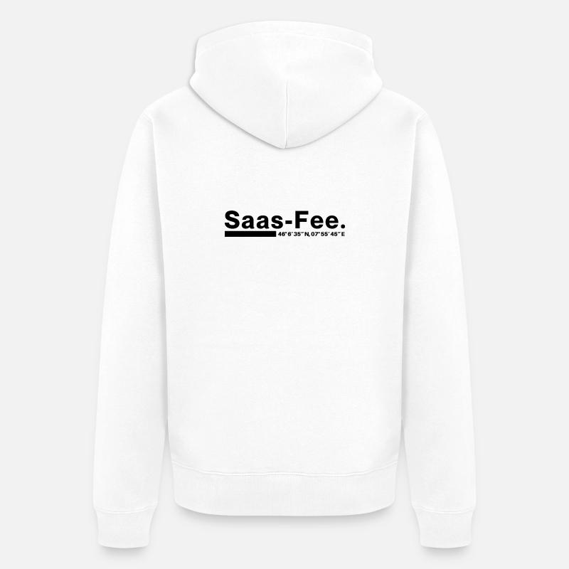 Coordonnées Saas-Fee Valais, Suisse - Veste à capuche bio Premium Unisexe - blanc