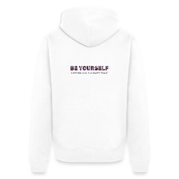 Be Yourself – Inspirational Quote Tee - Unisex Premium Organic Zip Hoodie - white - Back - Thijin (182cm)