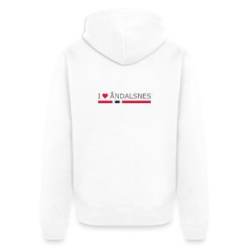 I love Andalsnes - Norway - Norge - Norwegen - Unisex Premium Bio Zip Hoodie - Weiß - Hinten - Thijin (182cm)