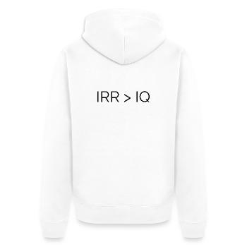 IRR > IQ T shirt für alle Finance Bros - Unisex Premium Bio Zip Hoodie - Weiß - Hinten - Thijin (182cm)