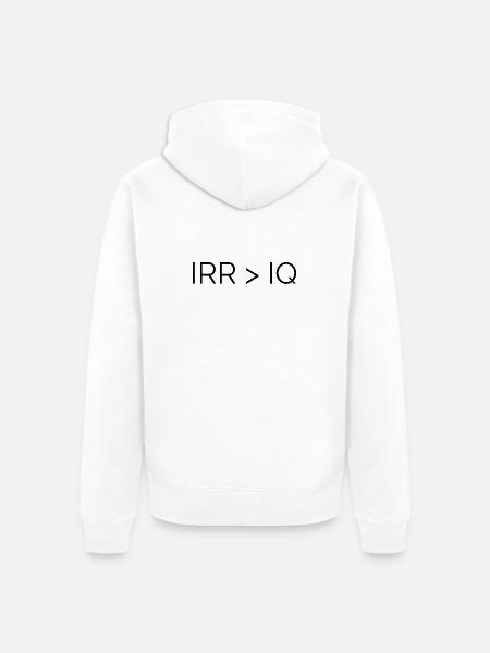IRR > IQ T shirt für alle Finance Bros - Unisex Premium Bio Zip Hoodie - Weiß