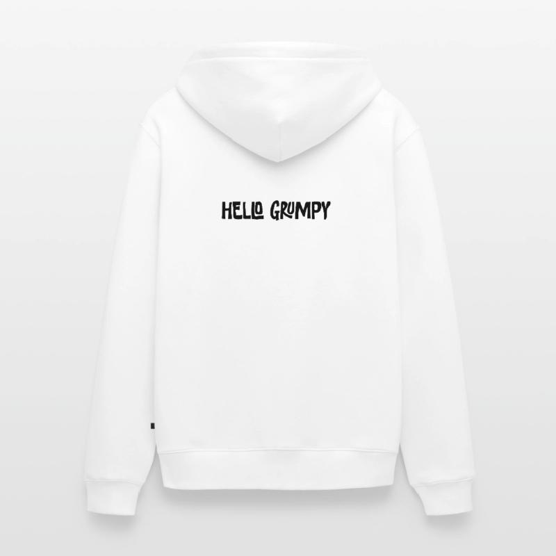 Hello Grumpy Funny Minimal Saying Unisex Premium Organic Zip Hoodie
